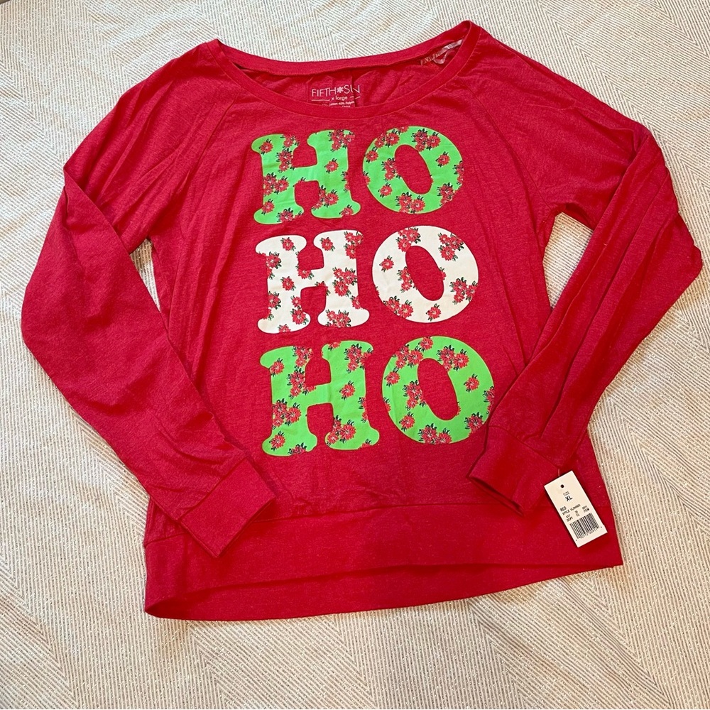 Santa Claus Red HO HO HO Women’s Long Sleeve Tee NWT